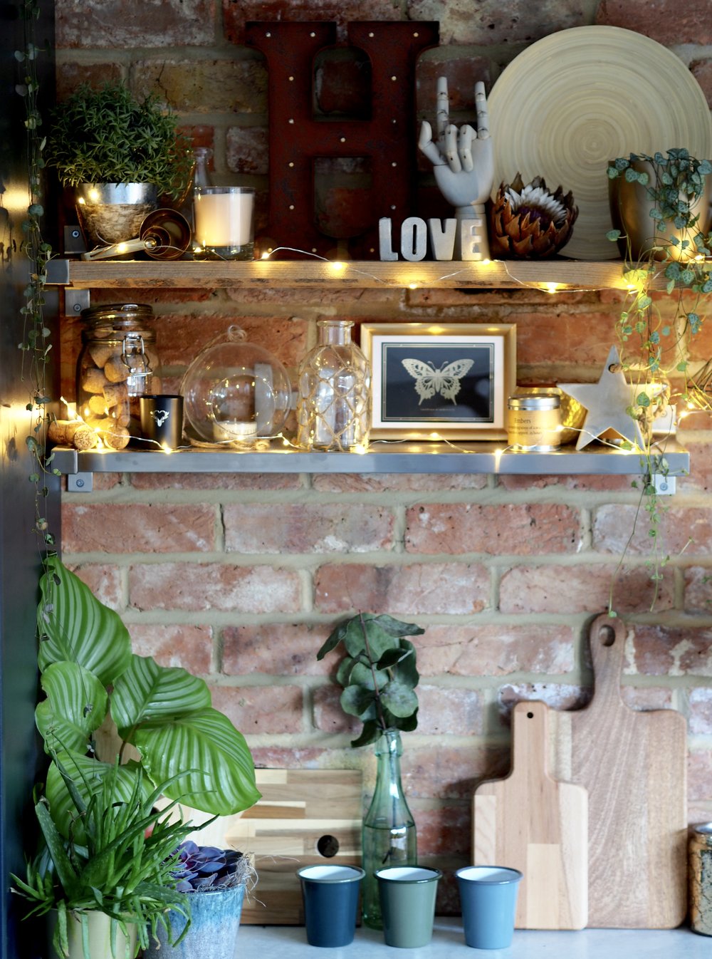 Kitchen Shelf fairy lights