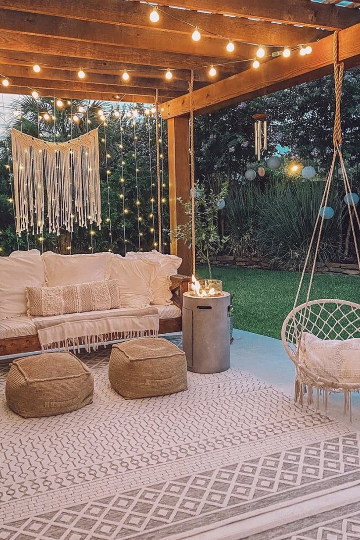 Pergola Swing with String Lights