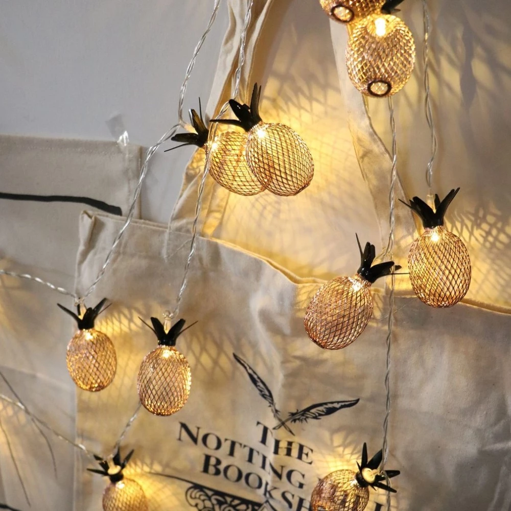 Retro-Style-Gold-pineapple-string-lights-10-20-LED-Battery-Powered-Novelty-Fairy-Lights